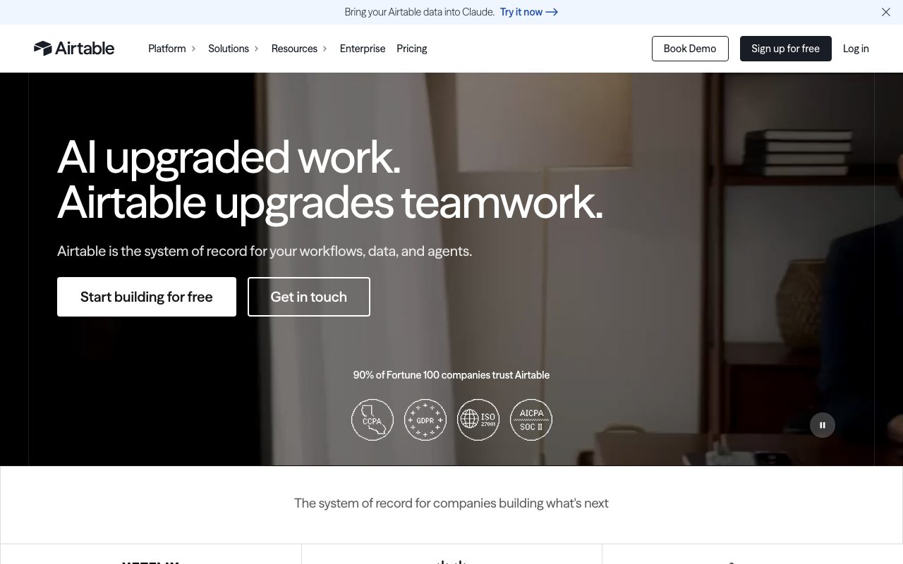 Airtable homepage screenshot captured 2026-09-08