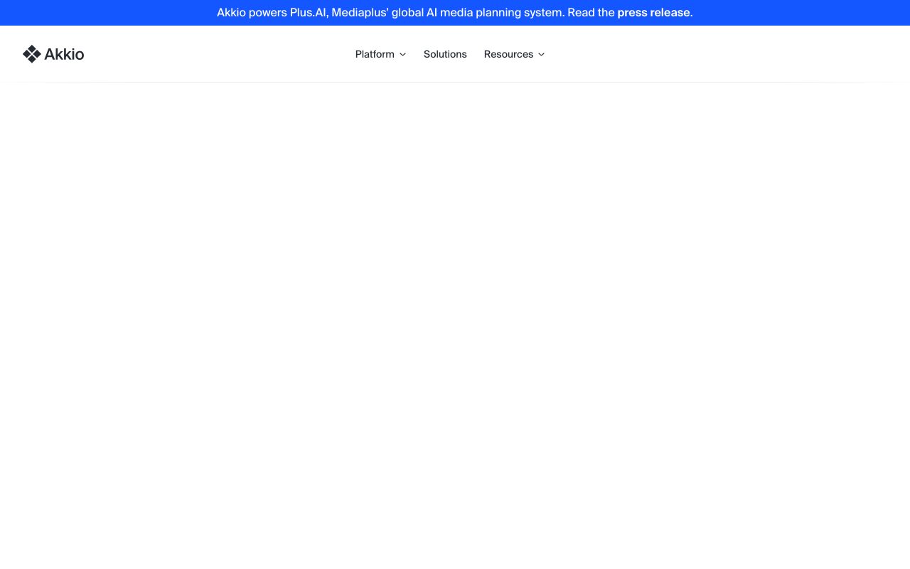 Akkio homepage screenshot captured 2026-09-02