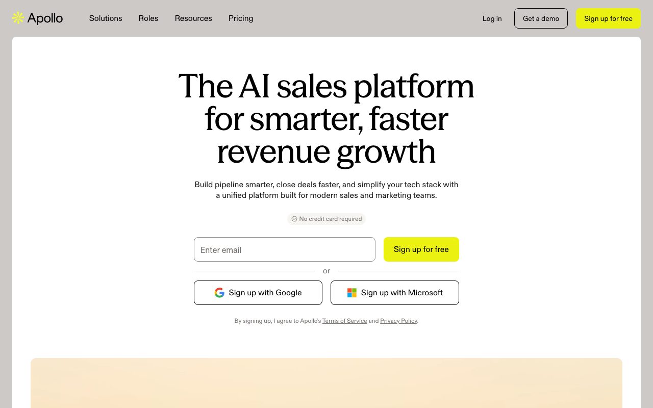 Apollo.io homepage screenshot captured 2026-09-02