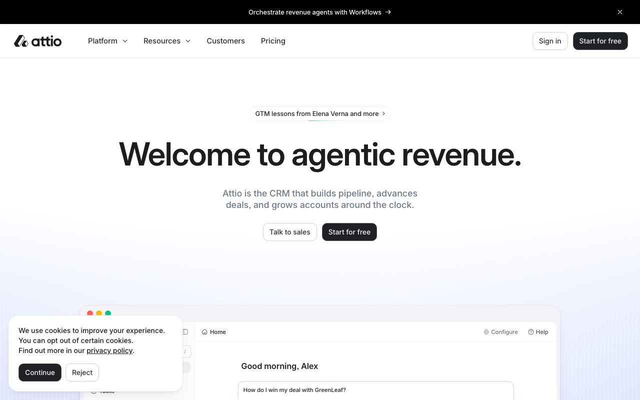 Attio homepage screenshot captured 2026-09-08