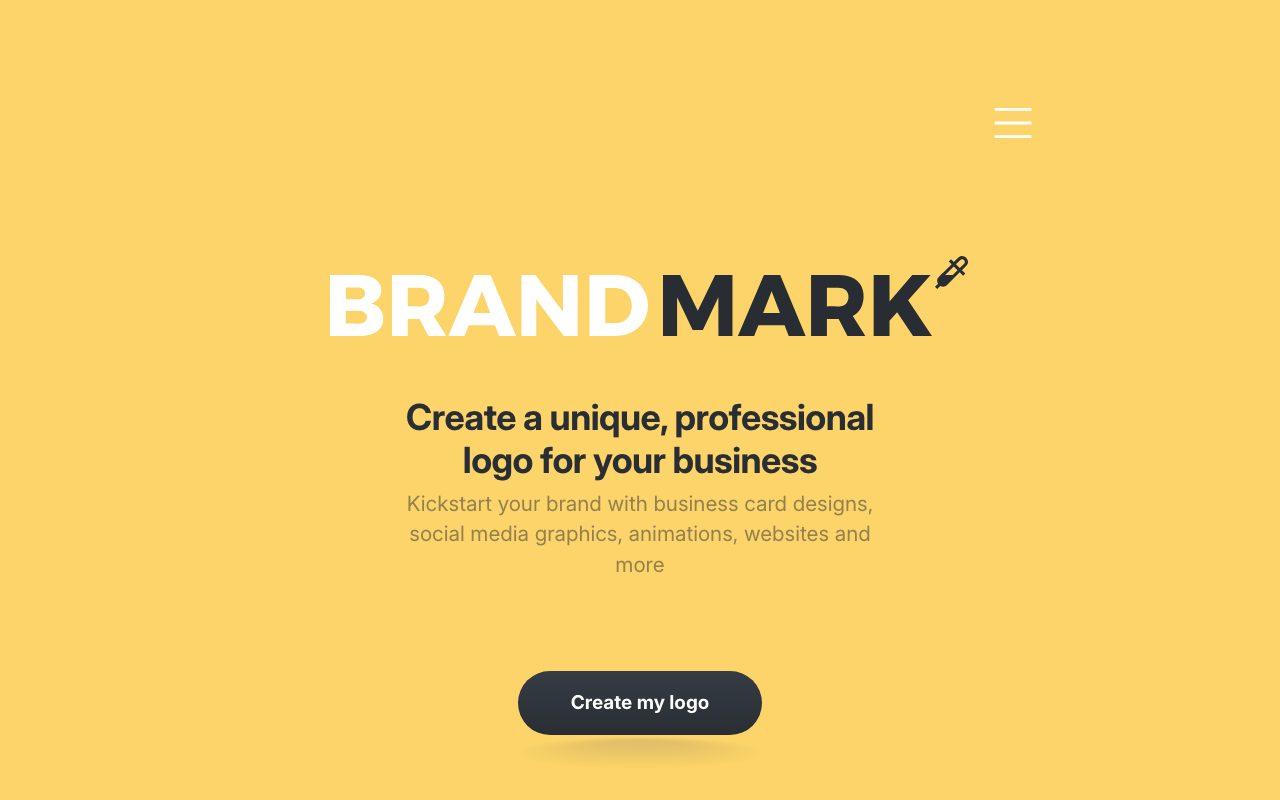 Brandmark homepage screenshot captured 2026-09-08