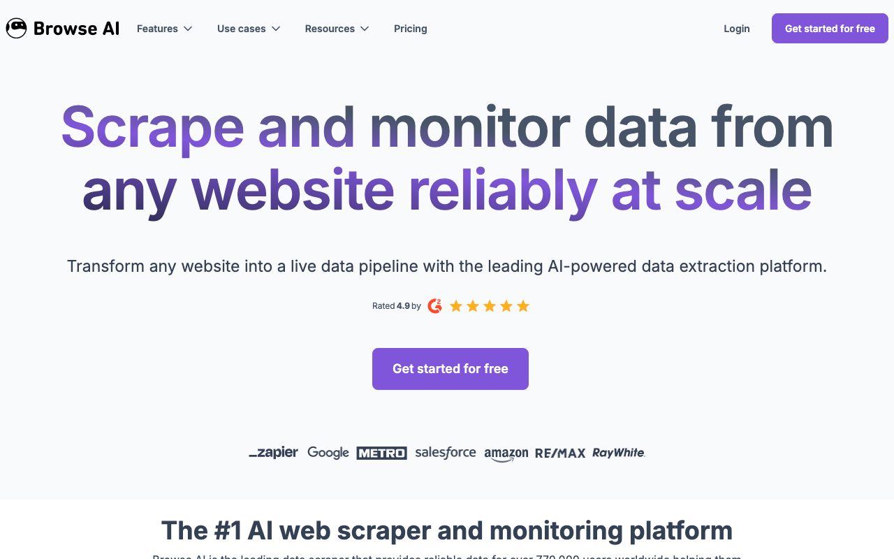 Browse AI homepage screenshot captured 2026-09-08