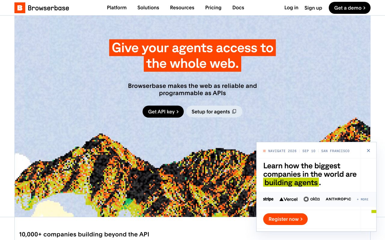 Browserbase homepage screenshot captured 2026-09-08