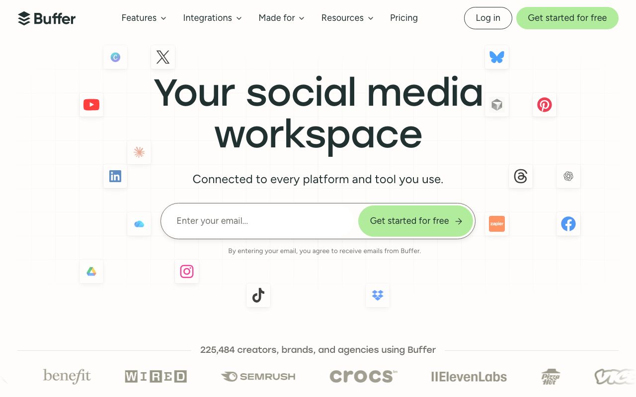 Buffer homepage screenshot captured 2026-09-02