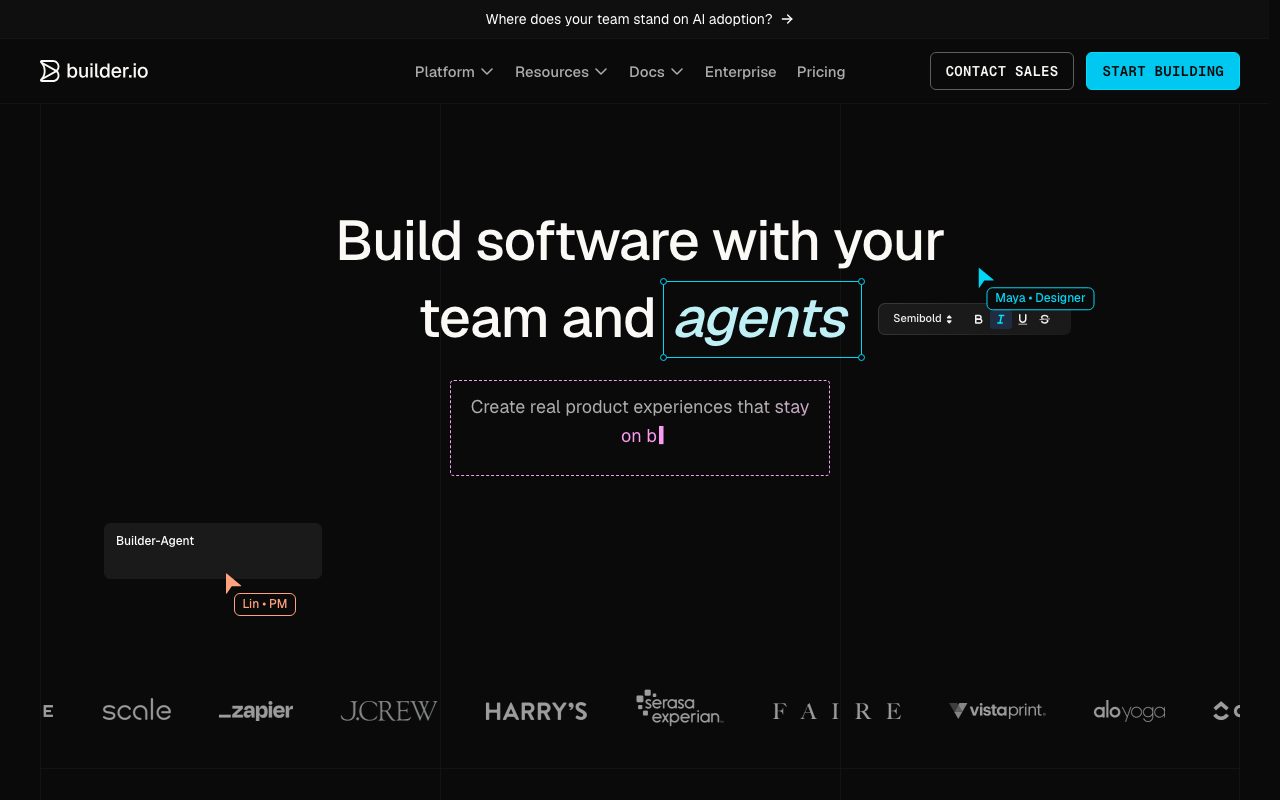 Builder.io homepage screenshot captured 2026-09-08