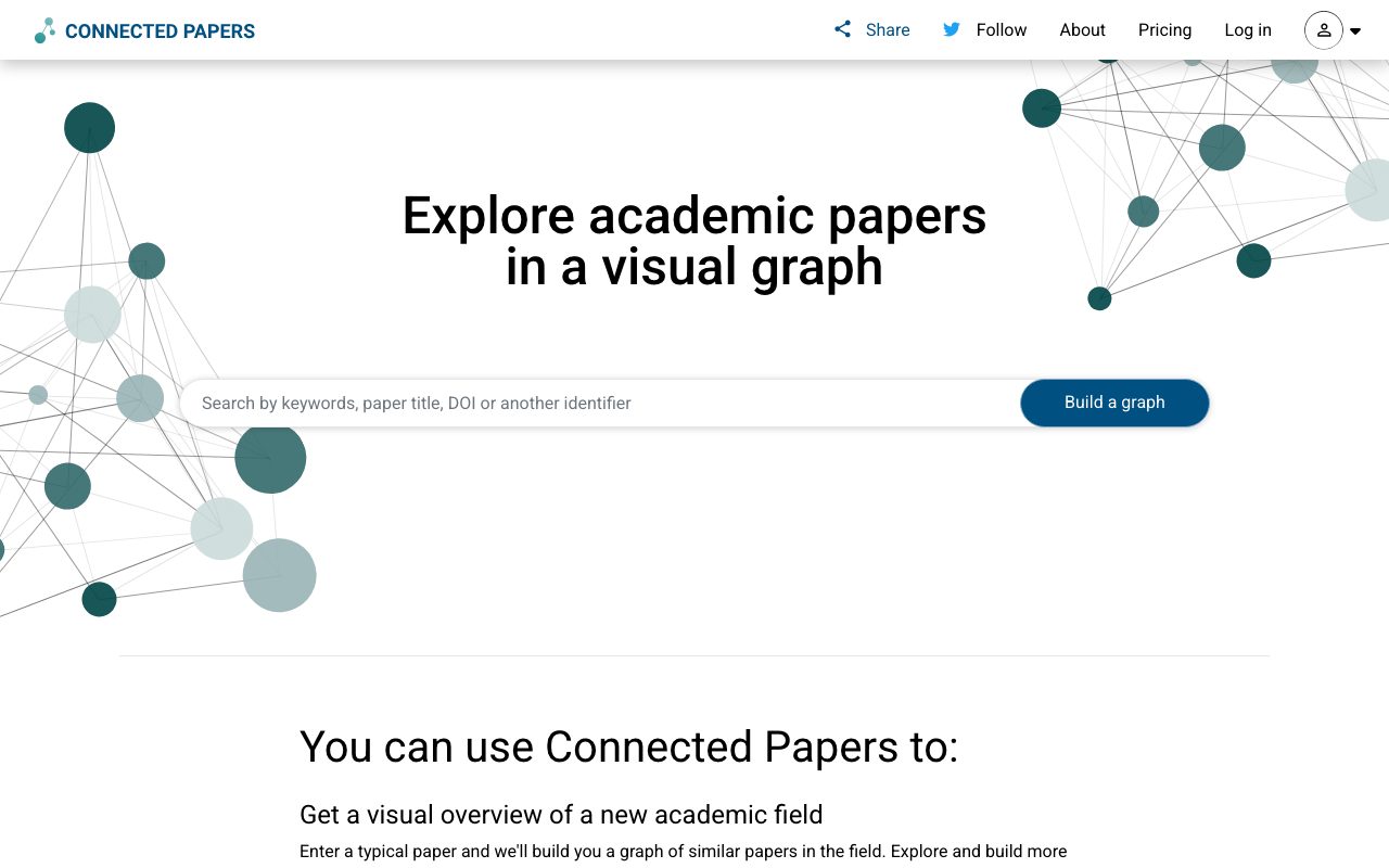 Connected Papers homepage screenshot captured 2026-09-08