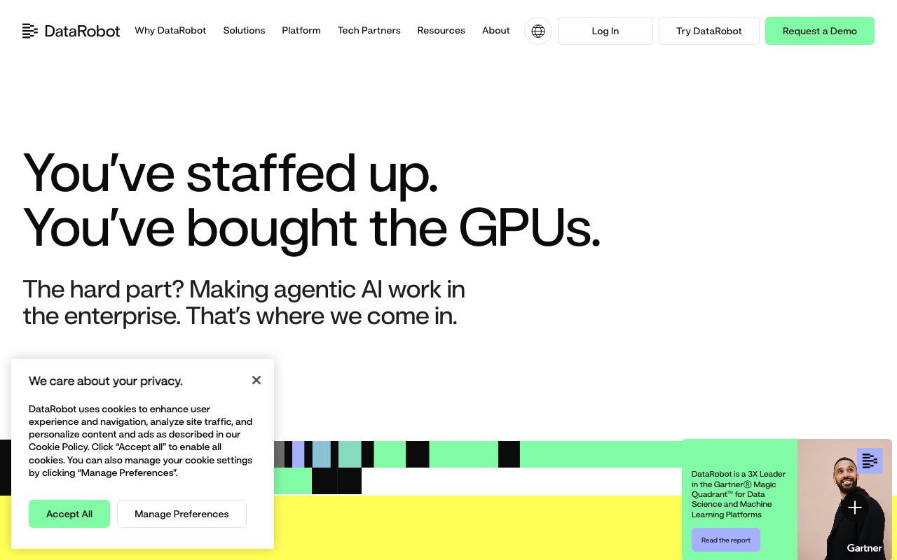 DataRobot homepage screenshot captured 2026-09-08