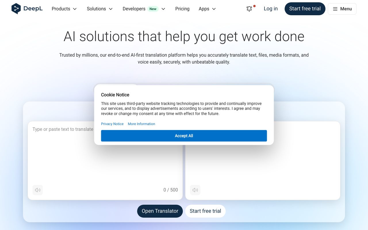 DeepL homepage screenshot captured 2026-09-02