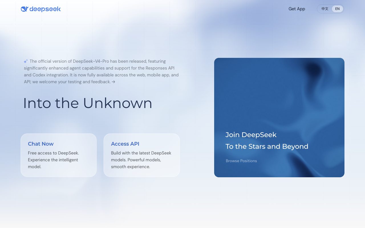 DeepSeek homepage screenshot captured 2026-09-02