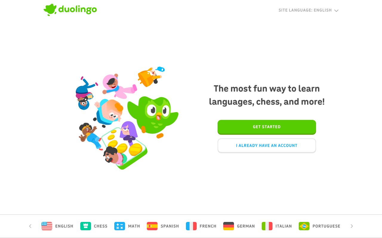 Duolingo homepage screenshot captured 2026-09-08