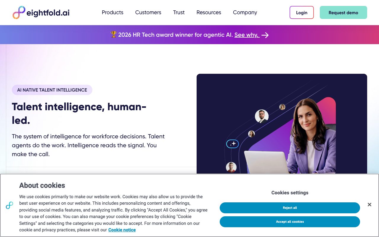 Eightfold AI homepage screenshot captured 2026-09-02