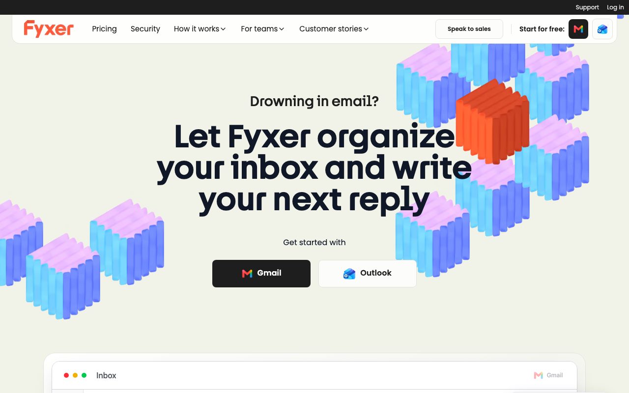 Fyxer homepage screenshot captured 2026-09-08