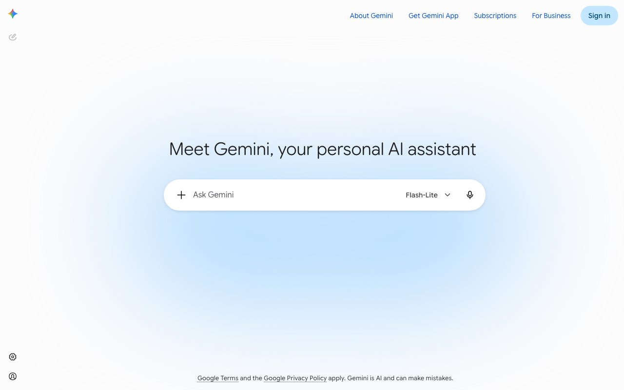 Google Gemini homepage screenshot captured 2026-09-02