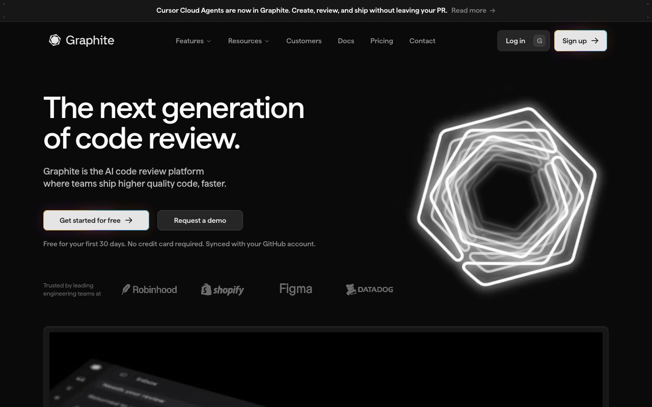 Graphite homepage screenshot captured 2026-09-08