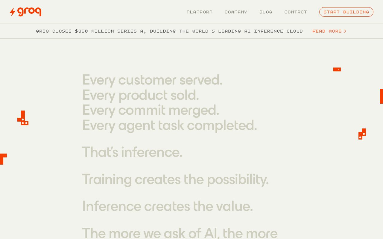 Groq homepage screenshot captured 2026-09-08