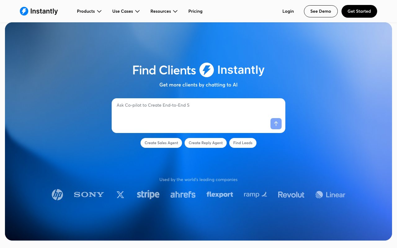 Instantly homepage screenshot captured 2026-09-08