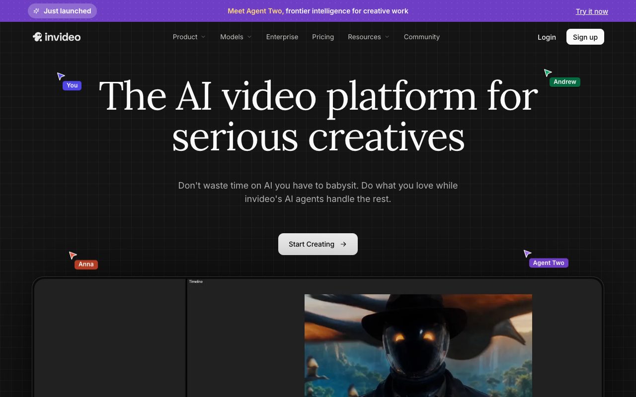 InVideo homepage screenshot captured 2026-09-08