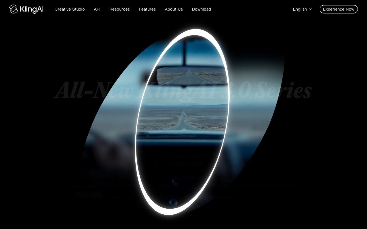 Kling homepage screenshot captured 2026-09-08