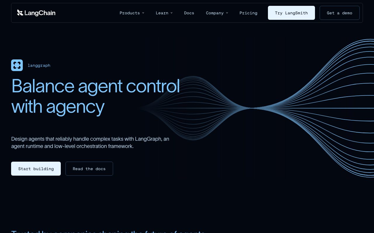 LangGraph homepage screenshot captured 2026-09-08