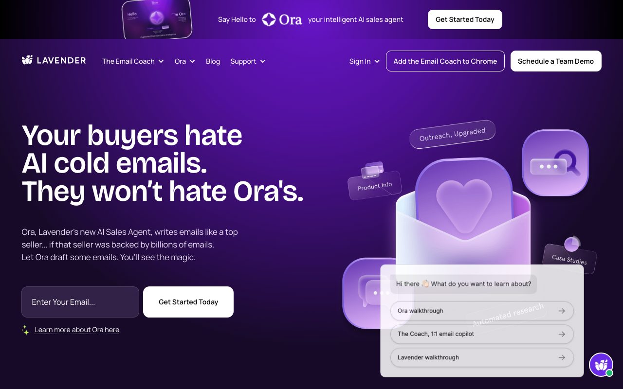 Lavender homepage screenshot captured 2026-09-02