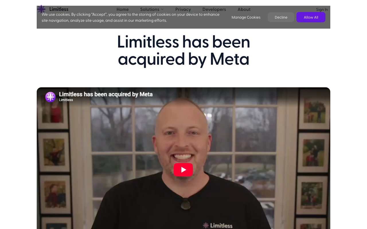 Limitless homepage screenshot captured 2026-09-08