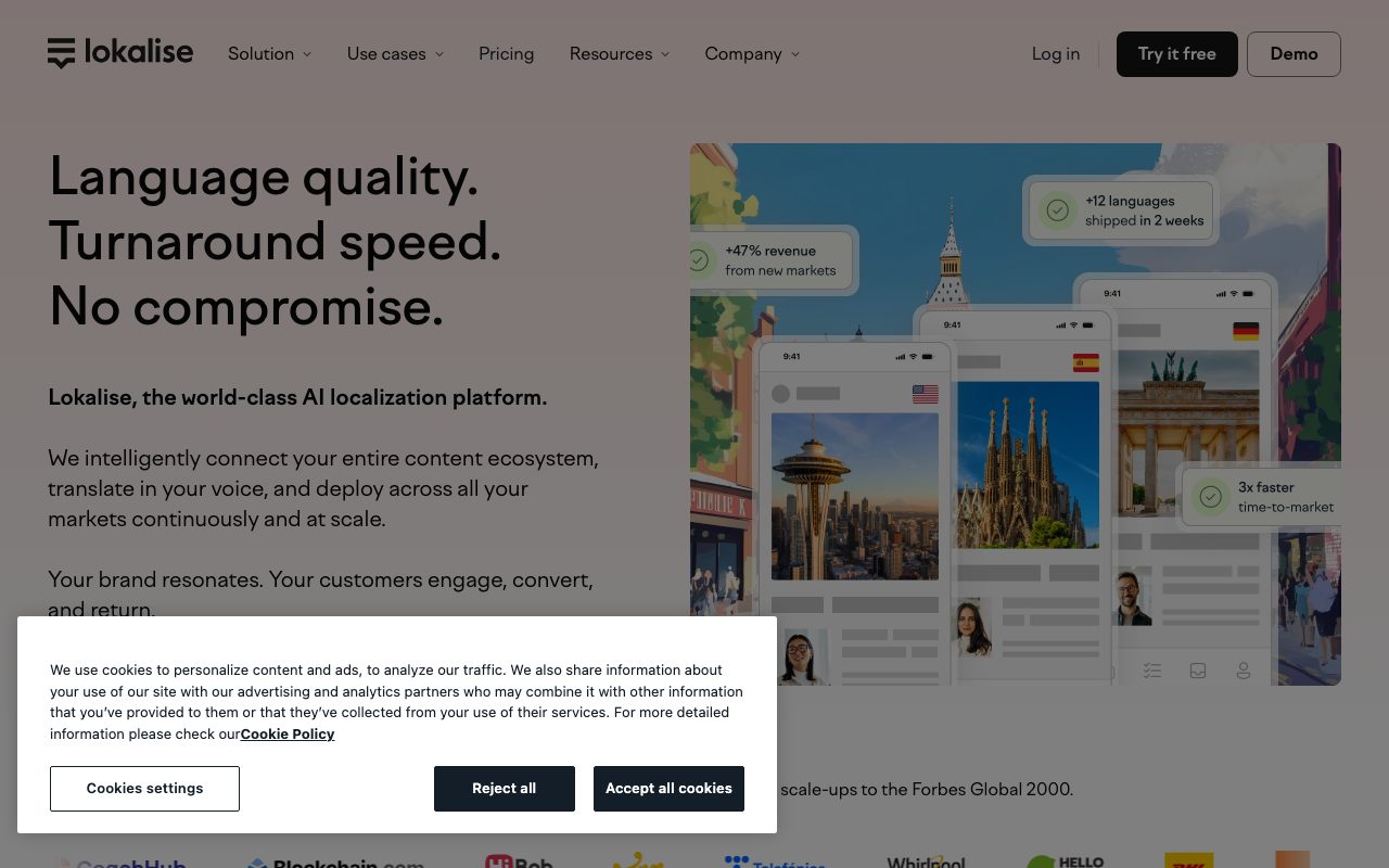 Lokalise homepage screenshot captured 2026-09-02