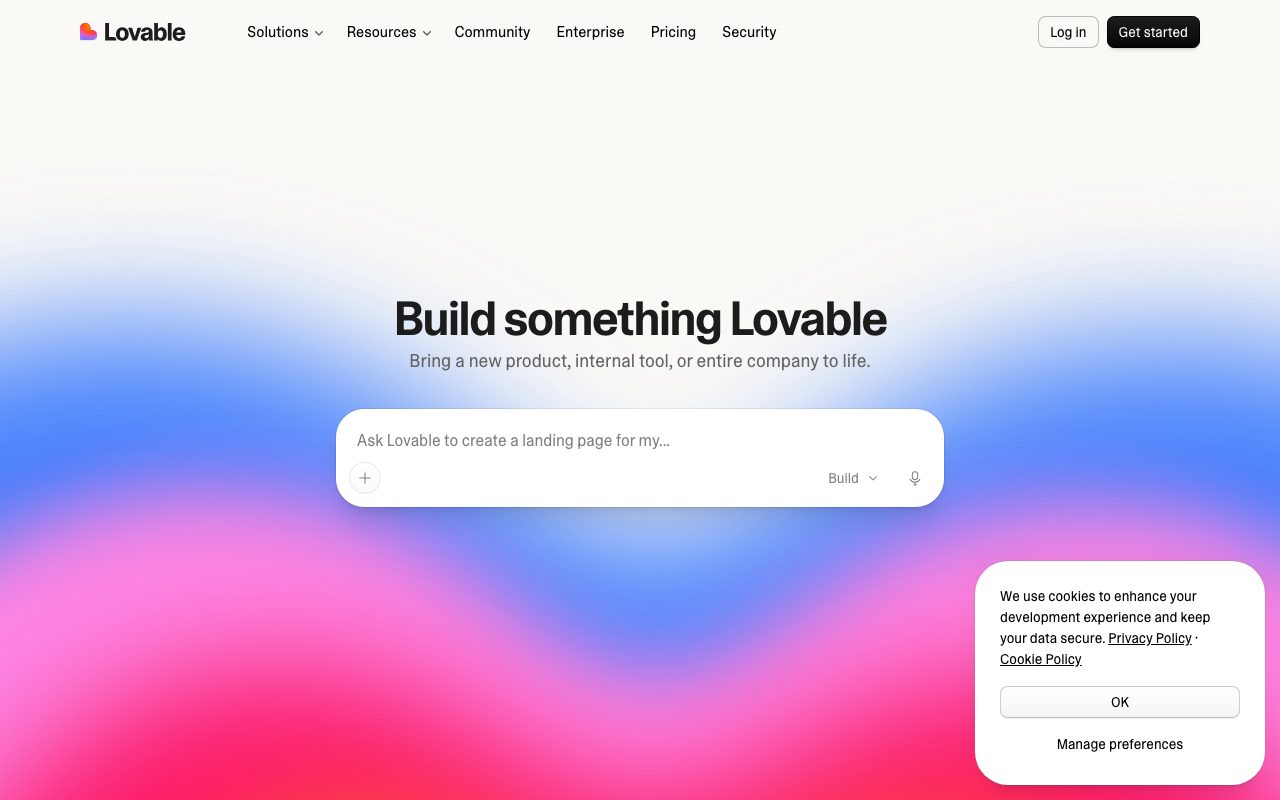 Lovable homepage screenshot captured 2026-09-02