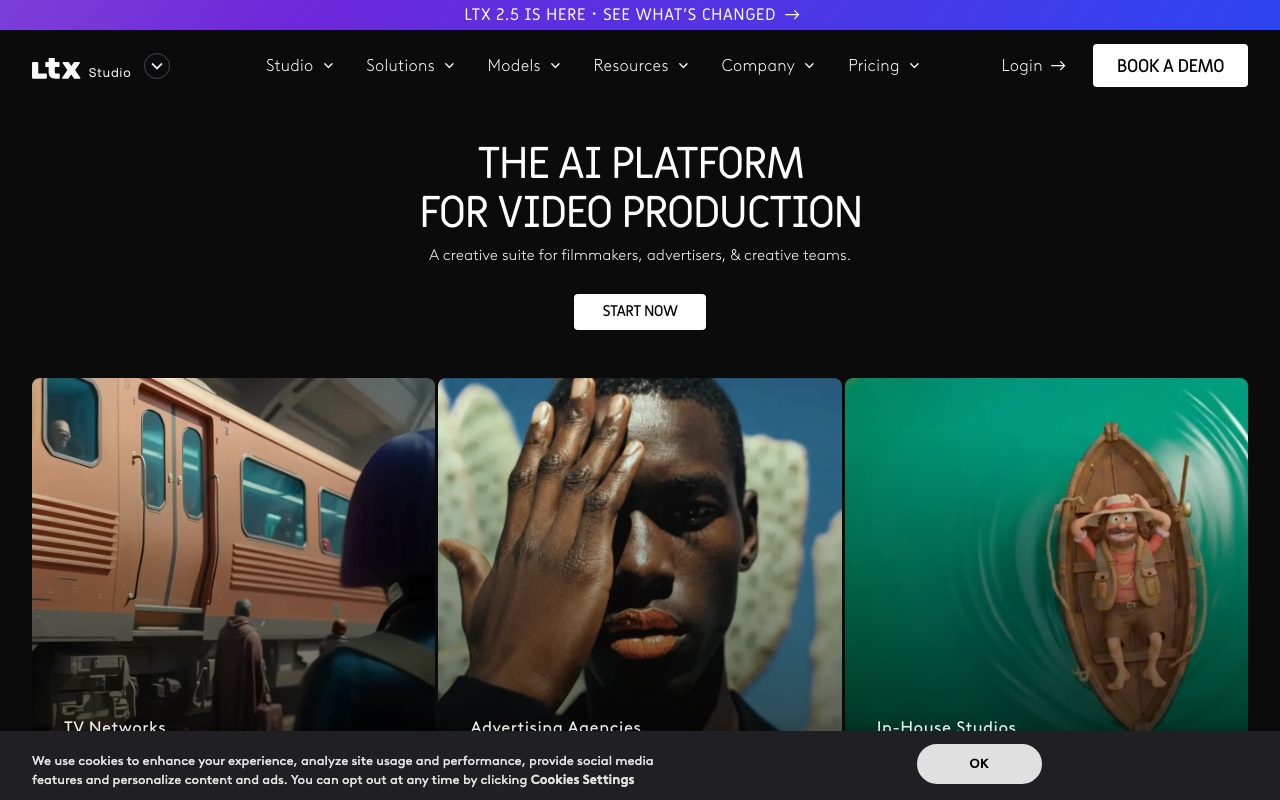 LTX Studio homepage screenshot captured 2026-09-08