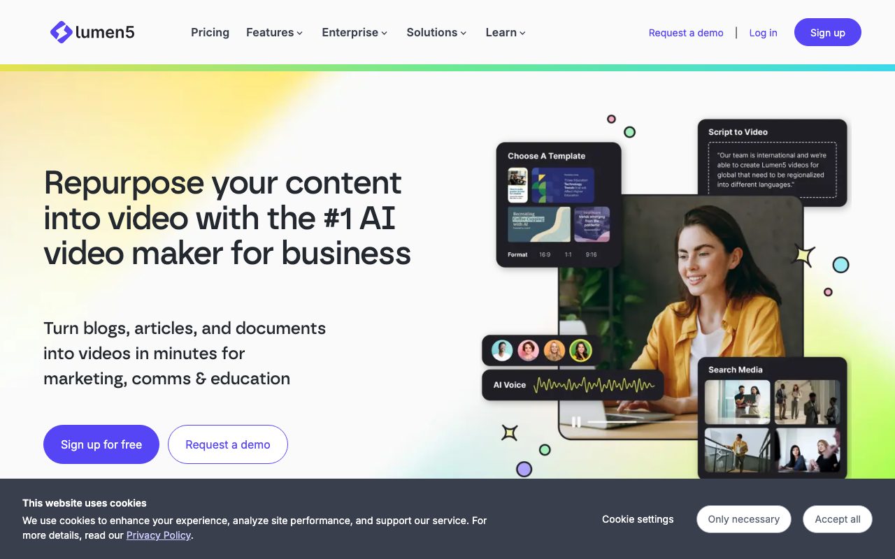 Lumen5 homepage screenshot captured 2026-09-08