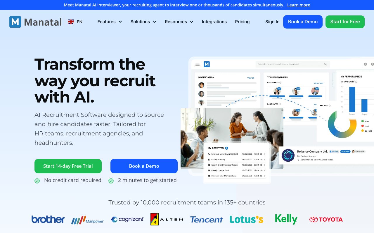 Manatal homepage screenshot captured 2026-09-08