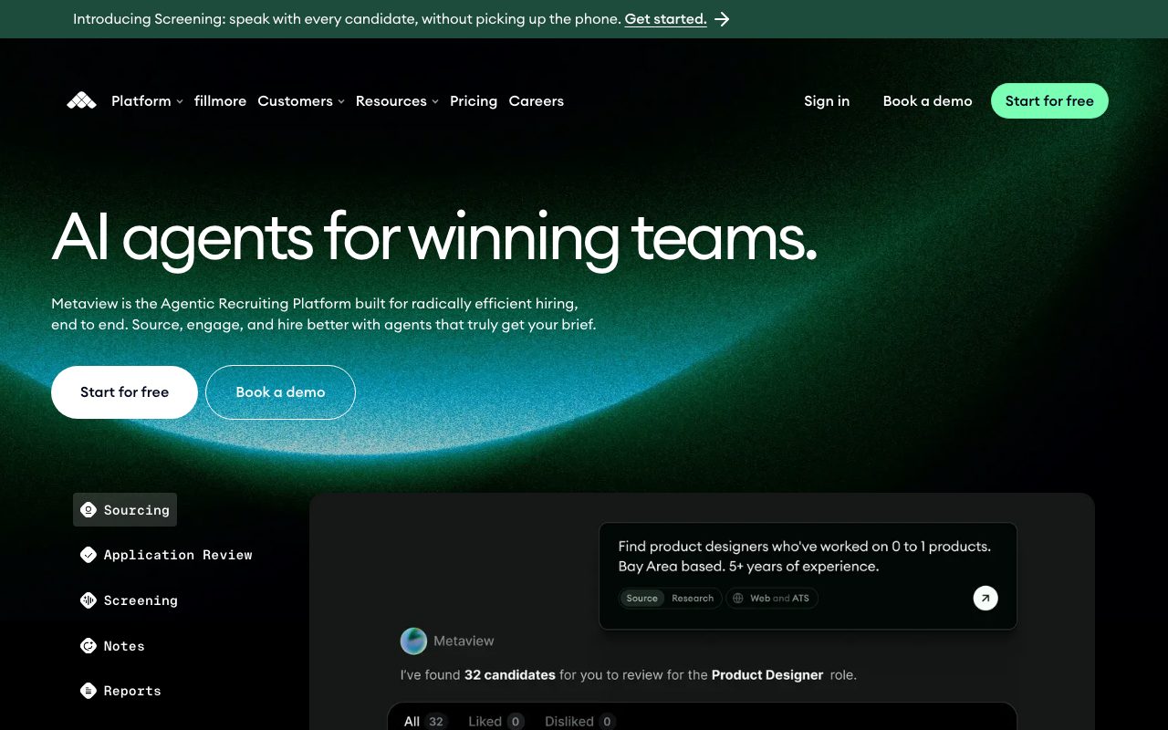 Metaview homepage screenshot captured 2026-09-08