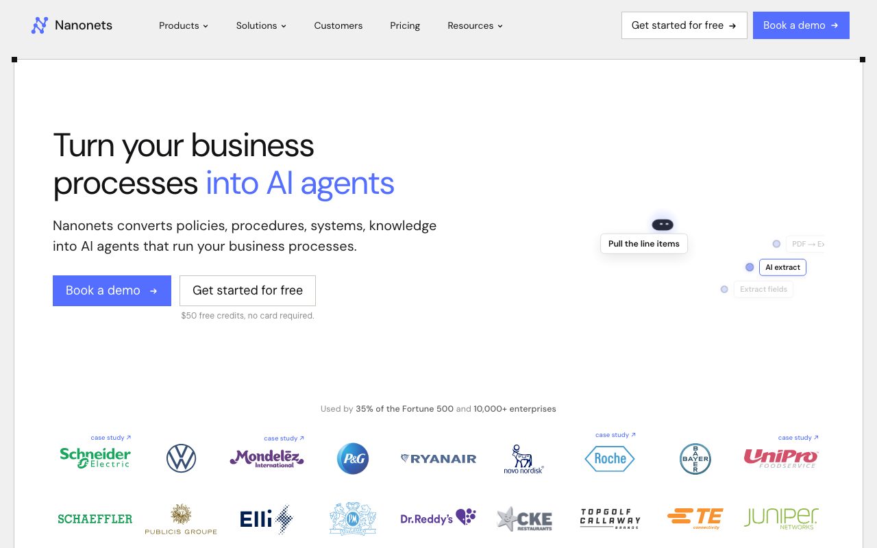 Nanonets homepage screenshot captured 2026-09-08