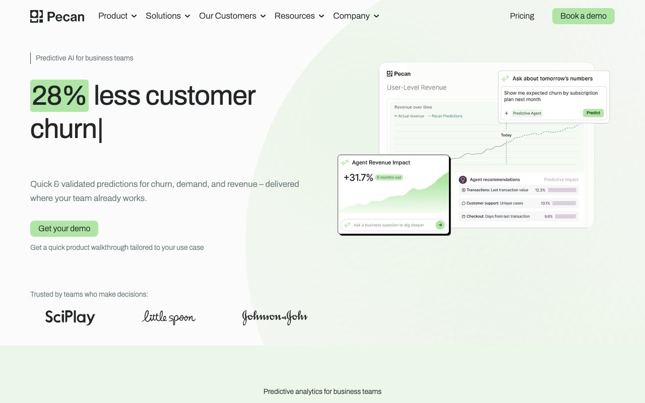 Pecan AI homepage screenshot captured 2026-09-08