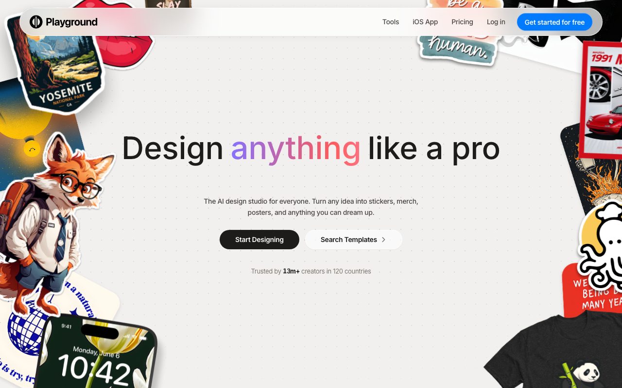 Playground homepage screenshot captured 2026-09-08