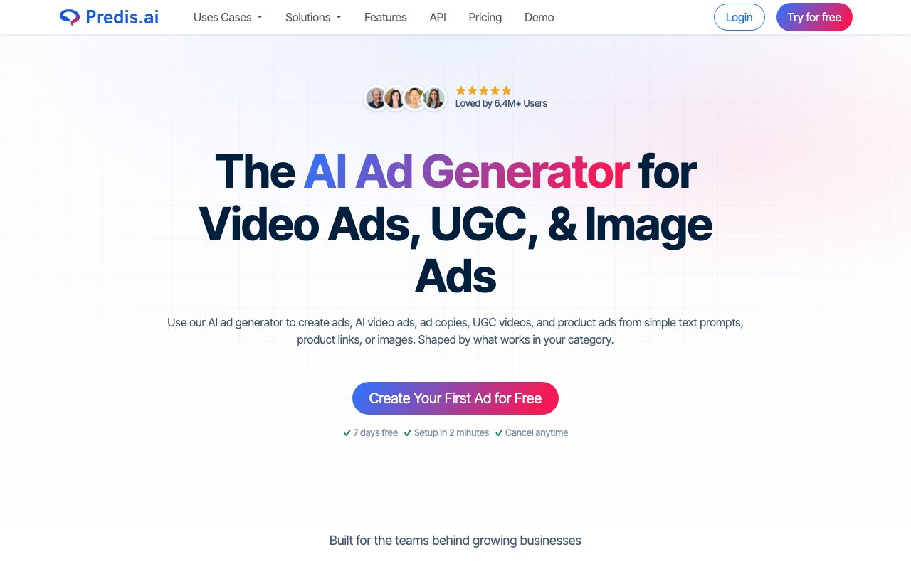 Predis.ai homepage screenshot captured 2026-09-02