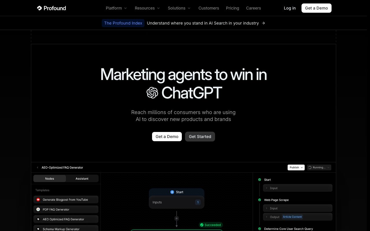 Profound homepage screenshot captured 2026-09-08