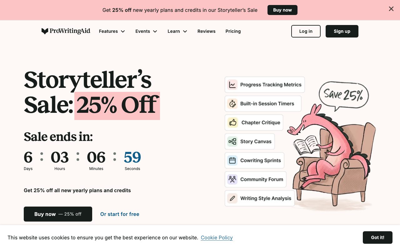 ProWritingAid homepage screenshot captured 2026-09-08