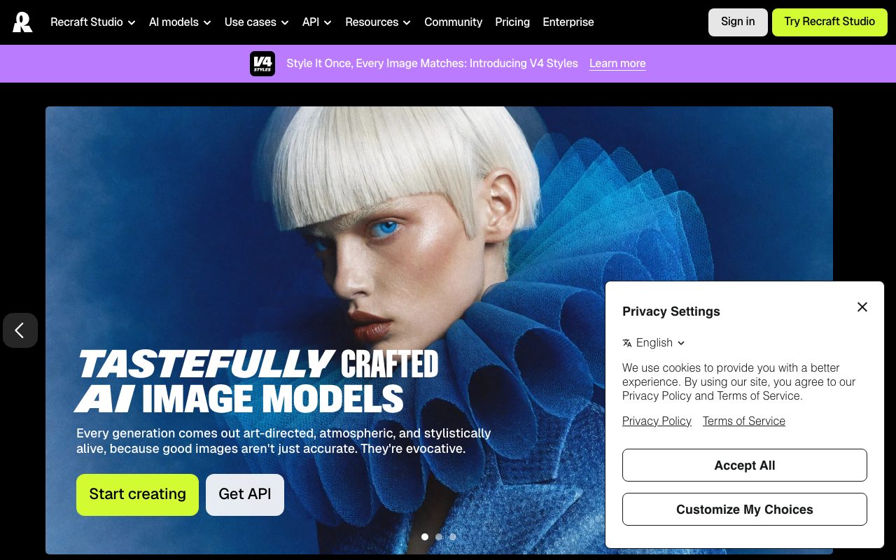 Recraft homepage screenshot captured 2026-09-08