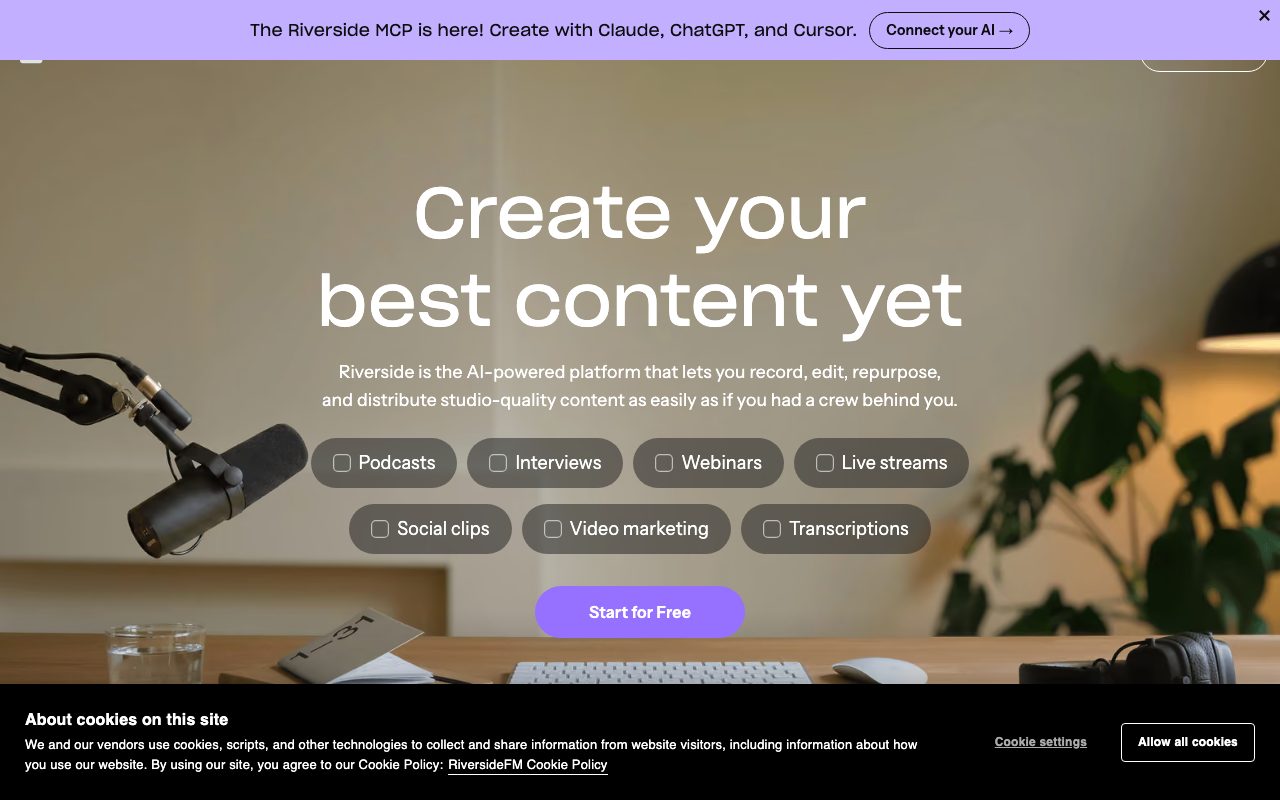 Riverside homepage screenshot captured 2026-09-08