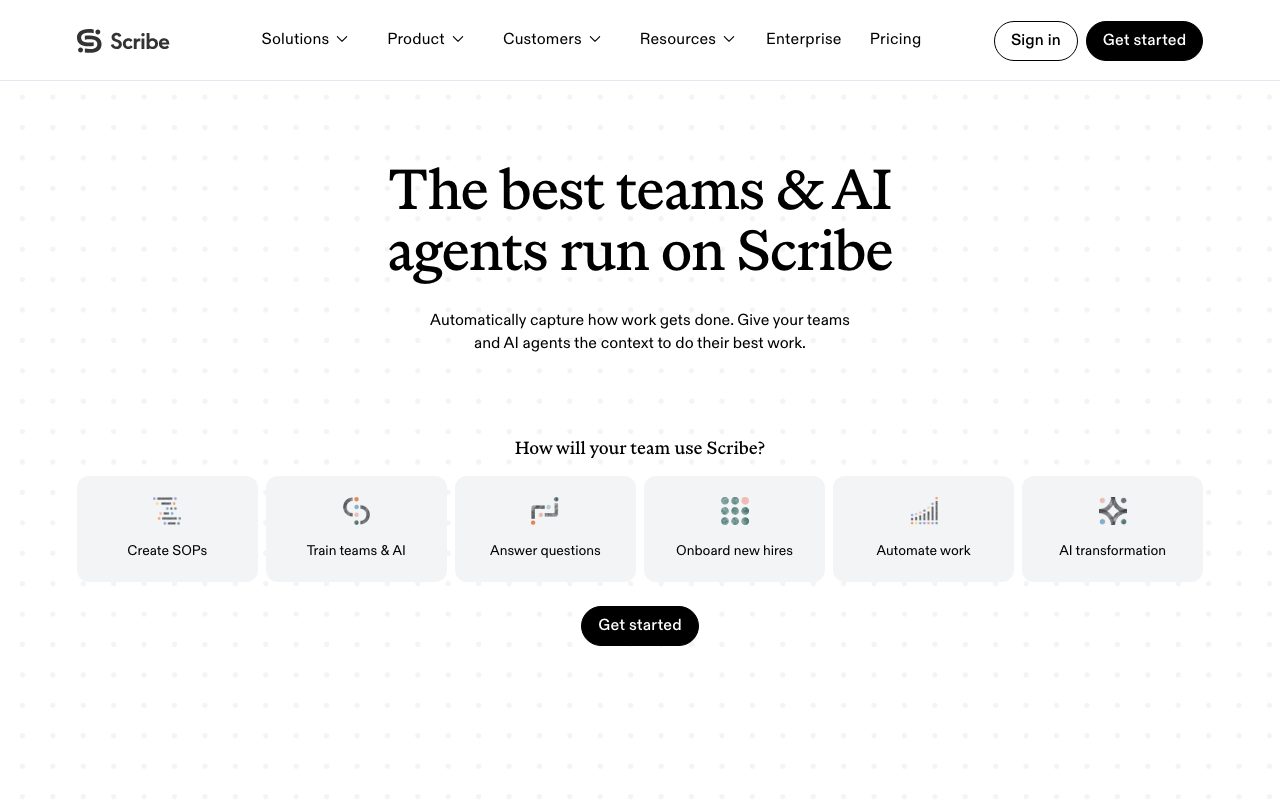 Scribe homepage screenshot captured 2026-09-08