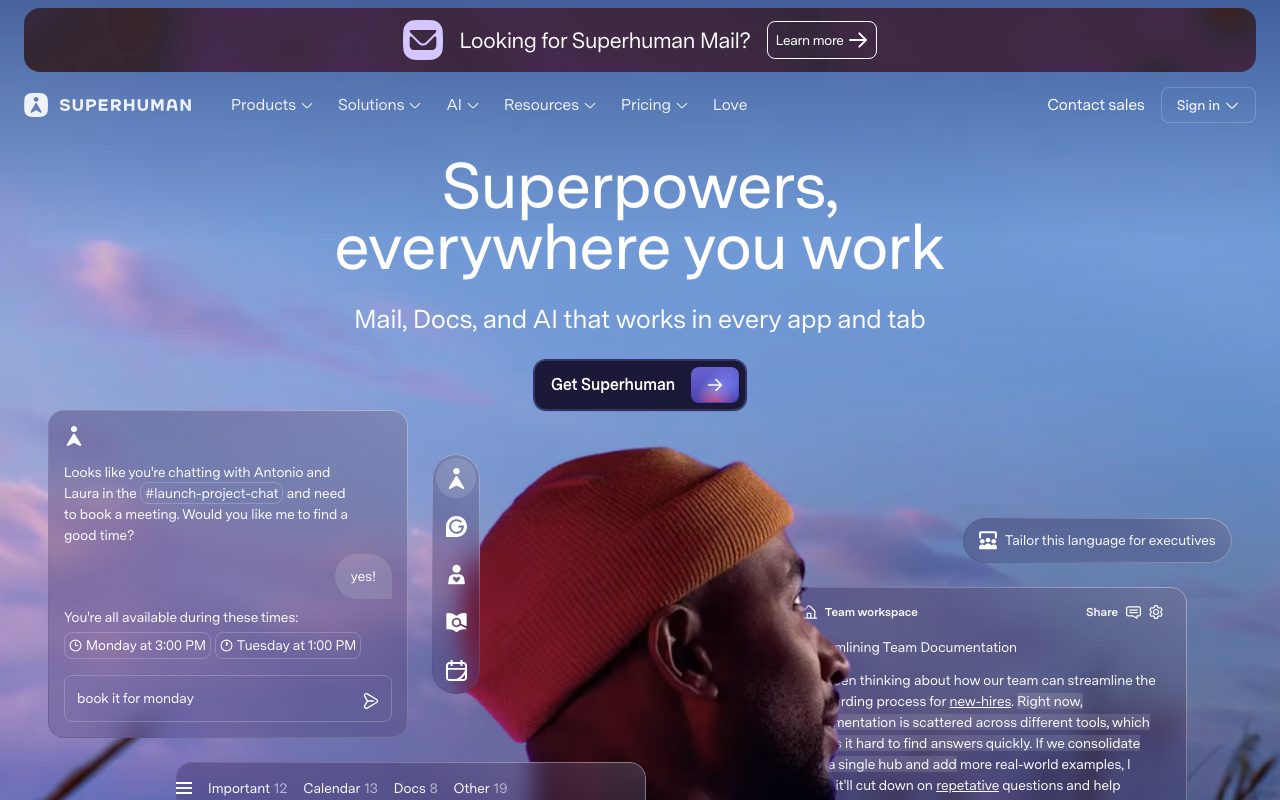 Superhuman homepage screenshot captured 2026-09-02