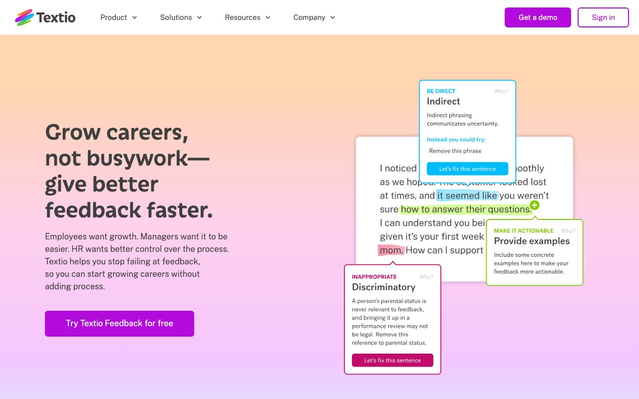 Textio homepage screenshot captured 2026-09-02