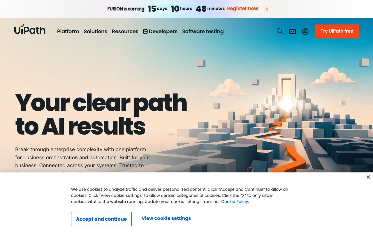 UiPath homepage screenshot captured 2026-09-08