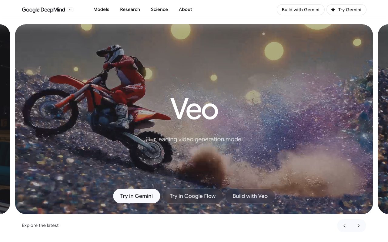 Veo by Google homepage screenshot captured 2026-09-08