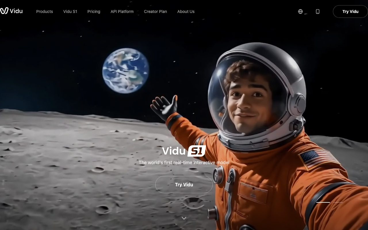 Vidu homepage screenshot captured 2026-09-08