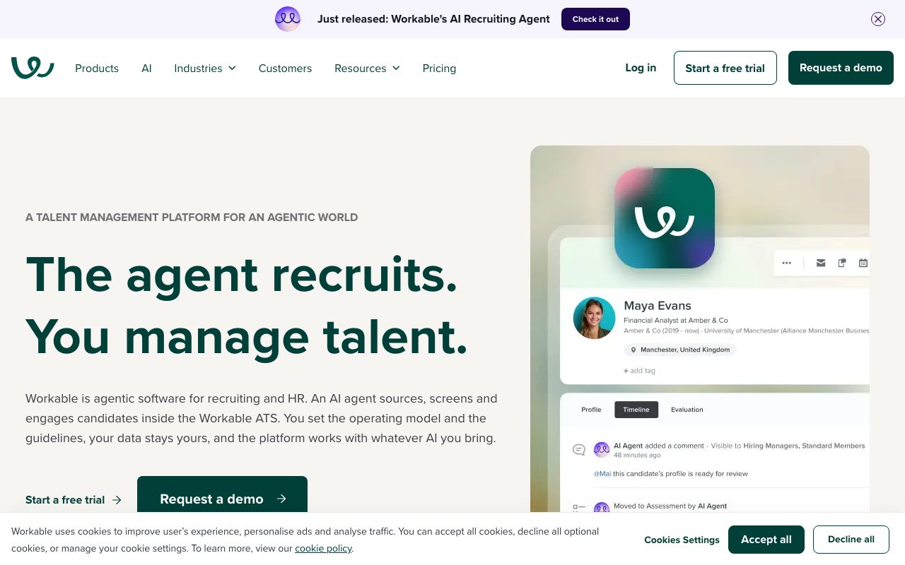 Workable homepage screenshot captured 2026-09-08
